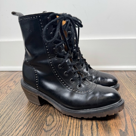 Dr. Martens Shoes - Early 1990s Vintage Dr. Martens 8146 Regina Black Leather Boots size UK6 US8